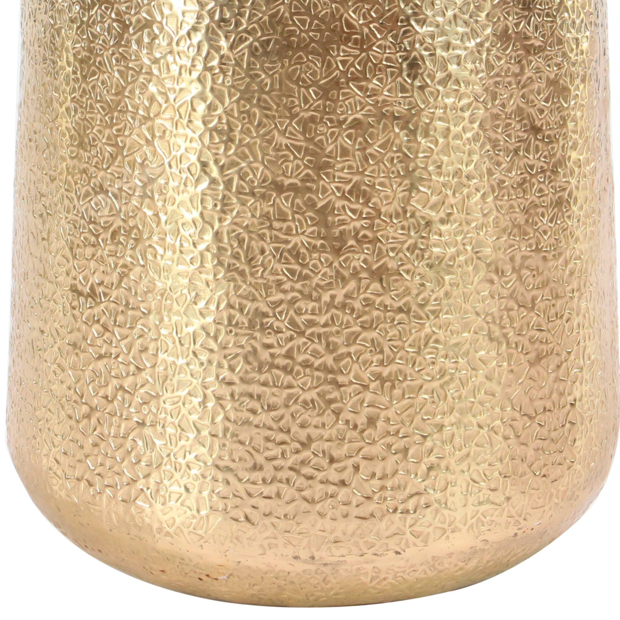 Set of 3 Gold Aluminum Glam Planter, 12", 16", 20"